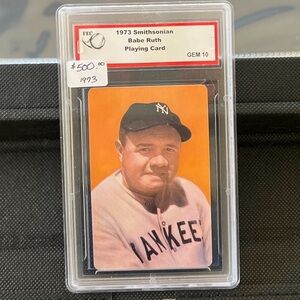 1973 Smithsonian Babe Ruth playing card, graded GEM 10